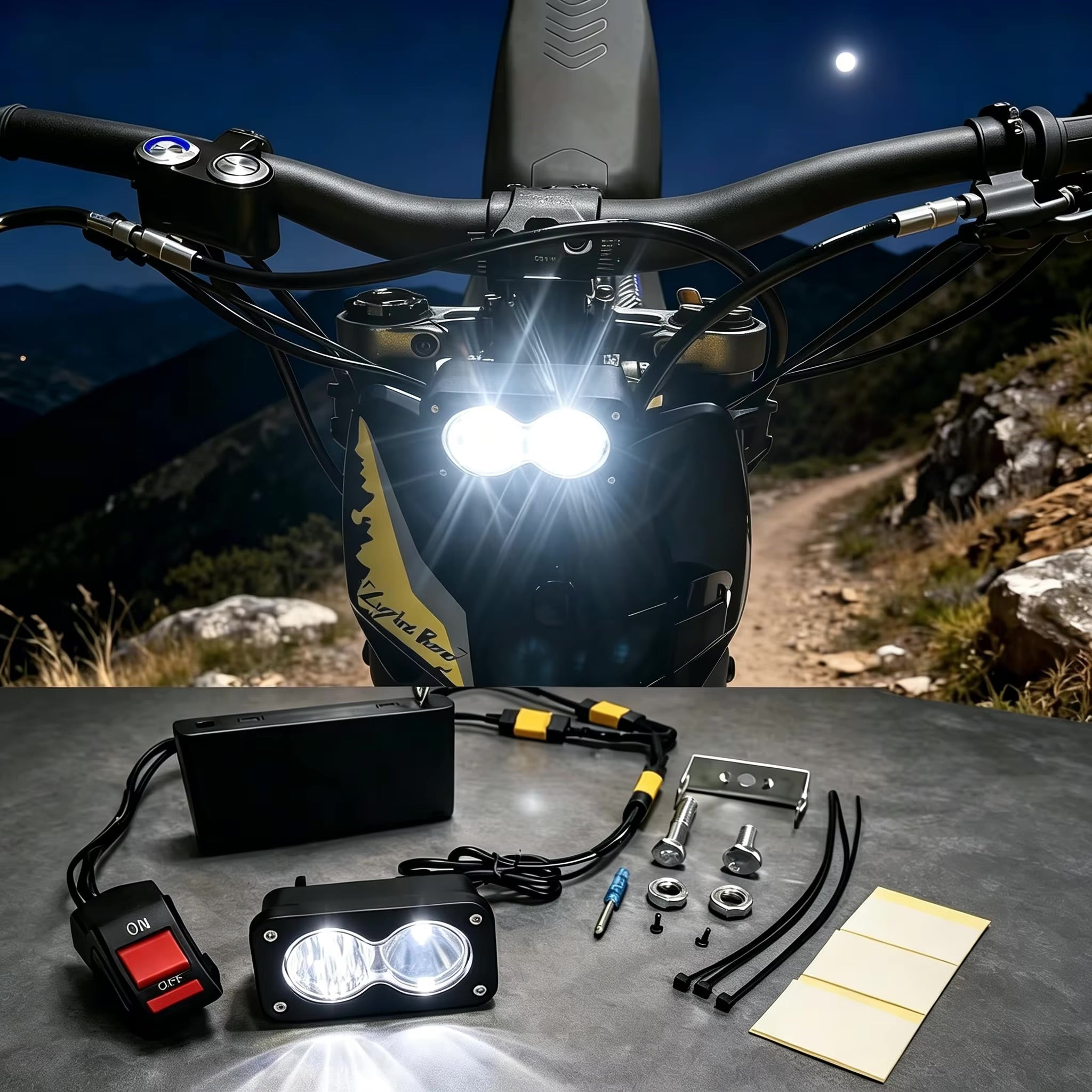 White battery powered Universal bike Baja Light