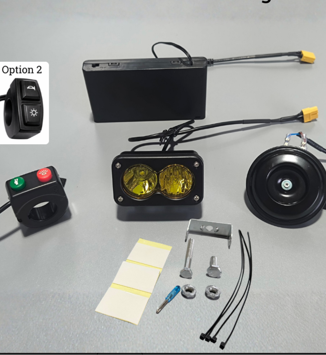 Yellow Battery Powered Baja Light And Horn (red and green Buttons)